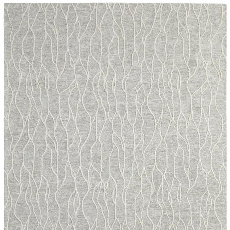 5' X 8' Taupe And Ivory Wool Abstract Tufted Handmade Stain Resistant Area Rug