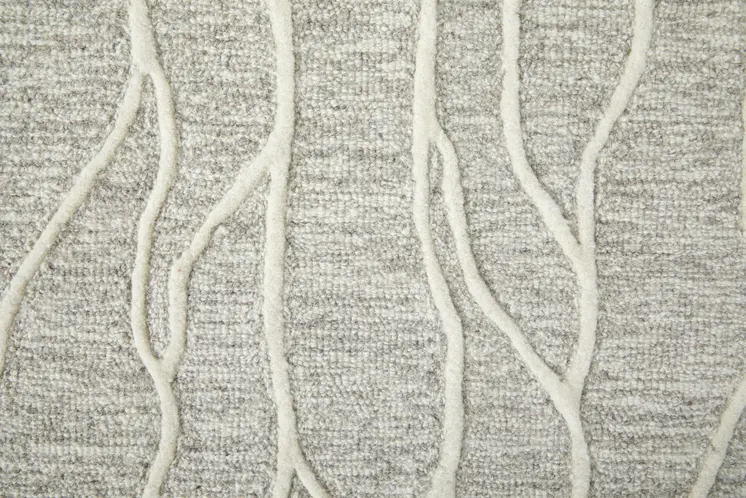 5' X 8' Taupe And Ivory Wool Abstract Tufted Handmade Stain Resistant Area Rug