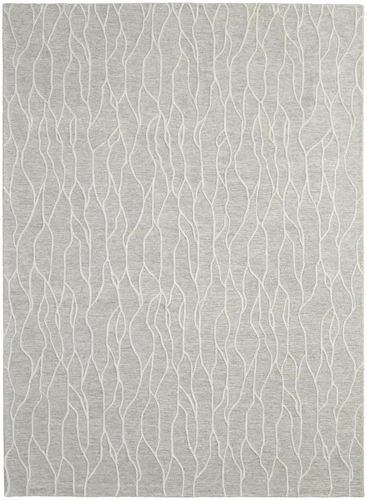 8' X 11' Taupe And Ivory Wool Abstract Tufted Handmade Stain Resistant Area Rug