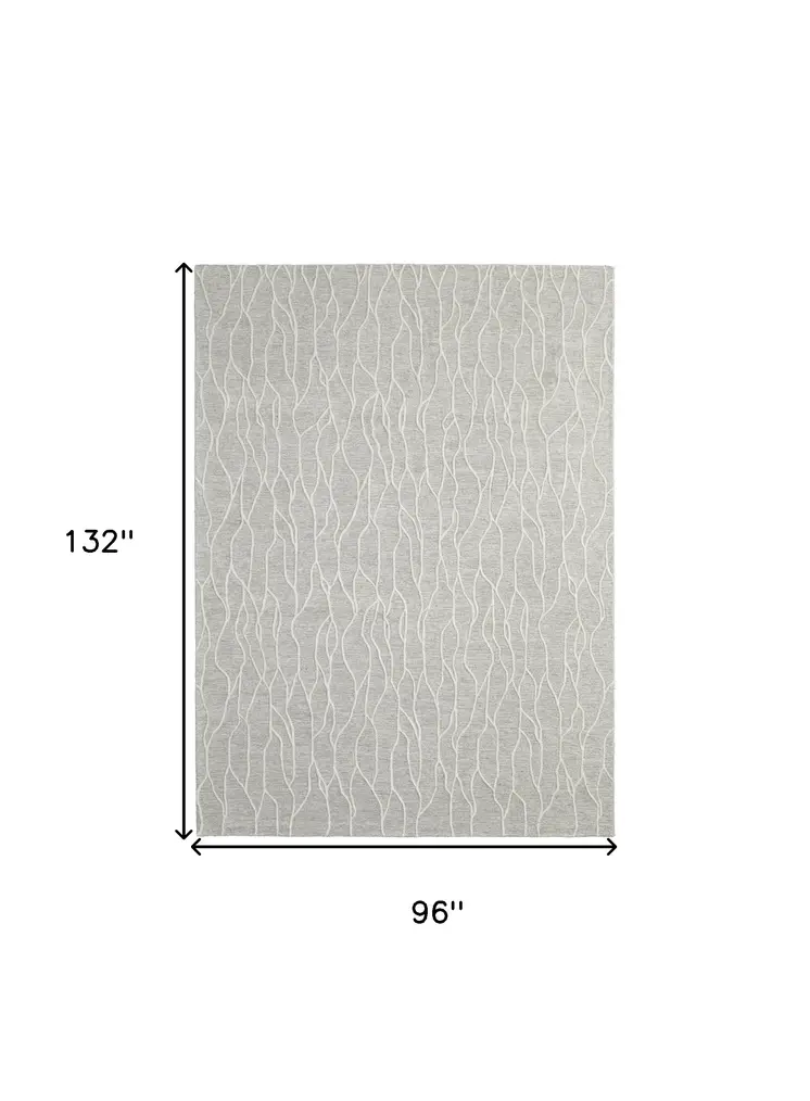 8' X 11' Taupe And Ivory Wool Abstract Tufted Handmade Stain Resistant Area Rug