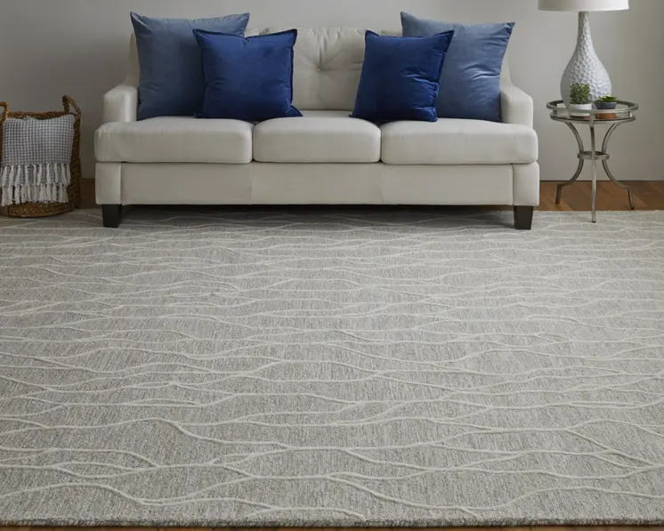 10' X 13' Taupe And Ivory Wool Abstract Tufted Handmade Stain Resistant Area Rug