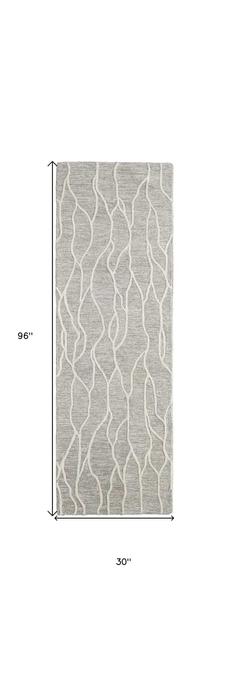 8' Taupe And Ivory Wool Abstract Tufted Handmade Stain Resistant Runner Rug