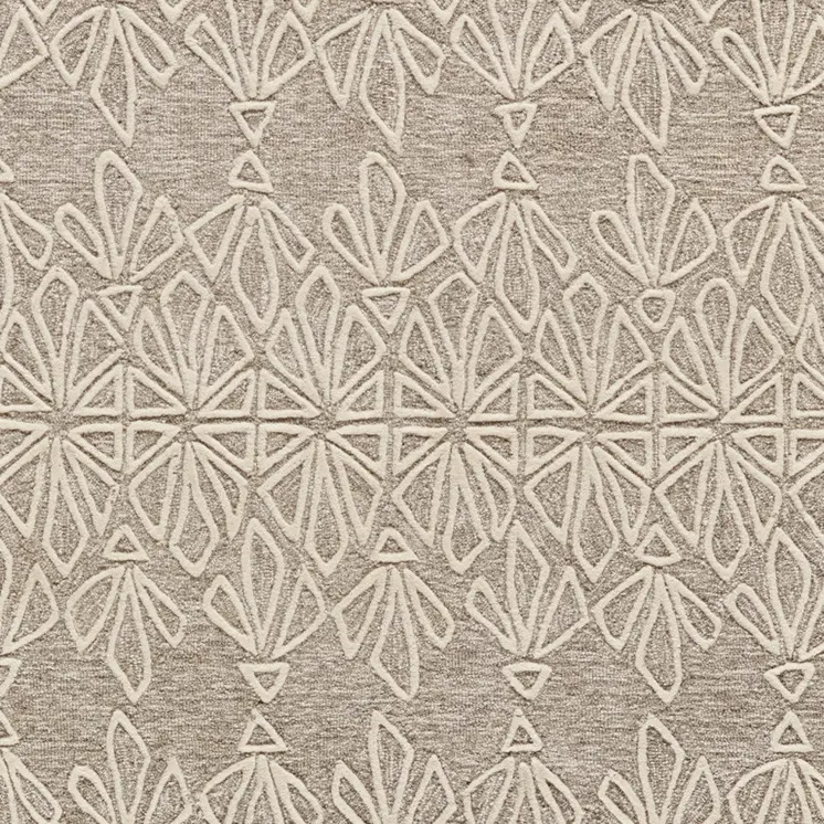 5' X 8' Tan And Ivory Wool Geometric Tufted Handmade Stain Resistant Area Rug