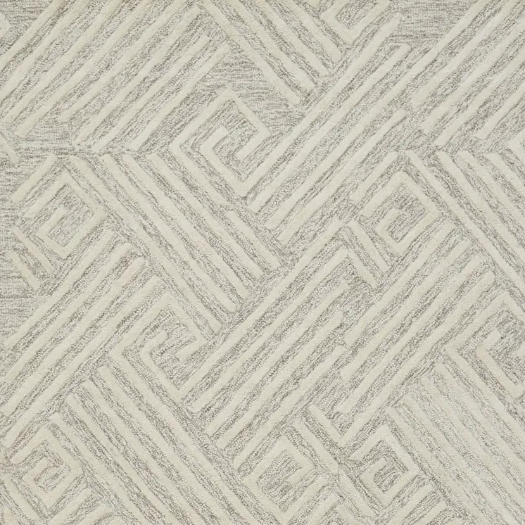 5' X 8' Tan And Ivory Wool Geometric Tufted Handmade Stain Resistant Area Rug