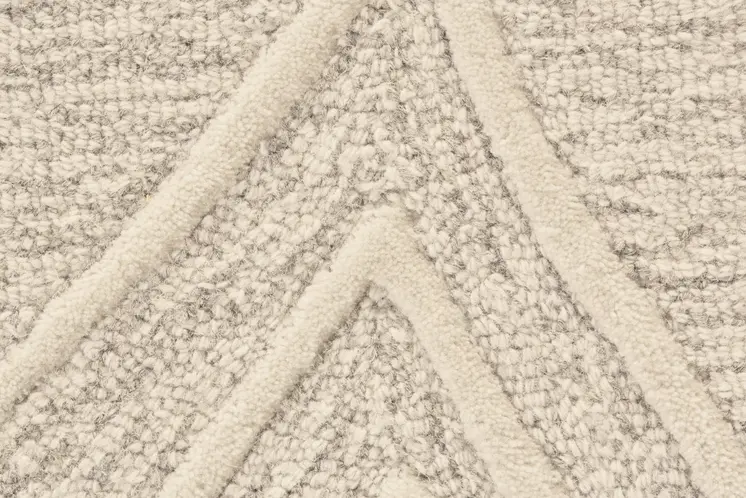 8' X 11' Tan And Ivory Wool Geometric Tufted Handmade Stain Resistant Area Rug