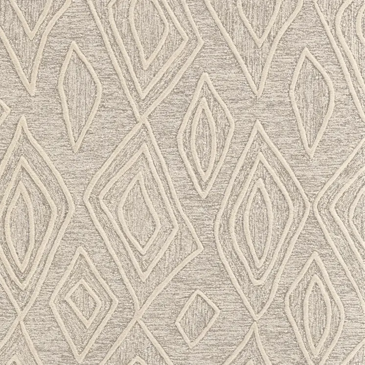 8' X 11' Tan And Ivory Wool Geometric Tufted Handmade Stain Resistant Area Rug