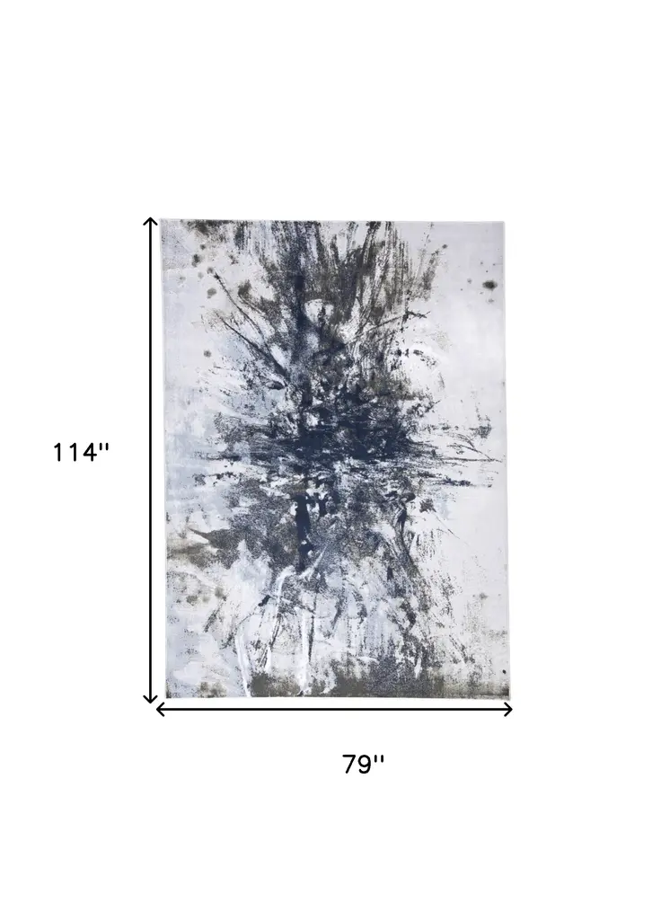 7' X 10' Blue and Gray Abstract Non Skid Area Rug