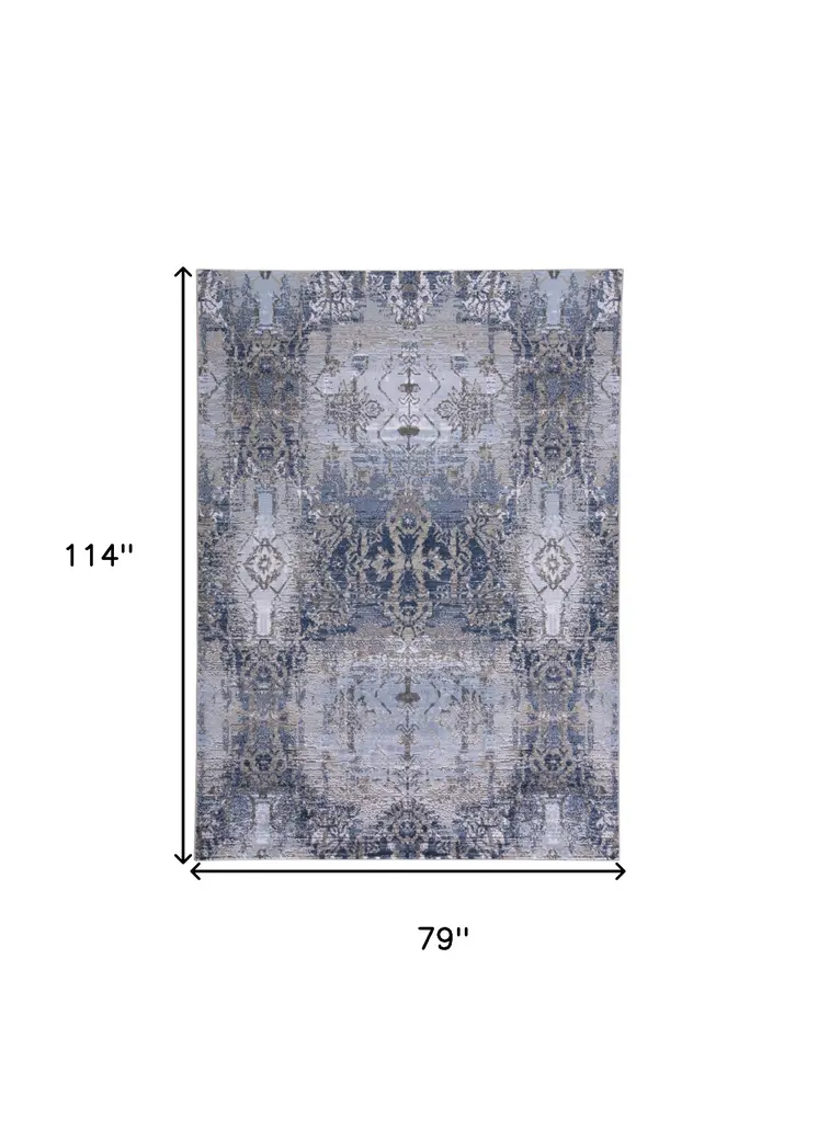 7' X 10' Gray and Ivory Abstract Non Skid Area Rug