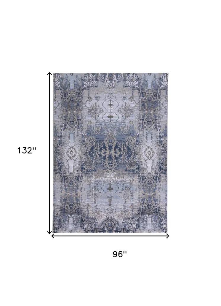 8' X 11' Gray and Ivory Abstract Non Skid Area Rug