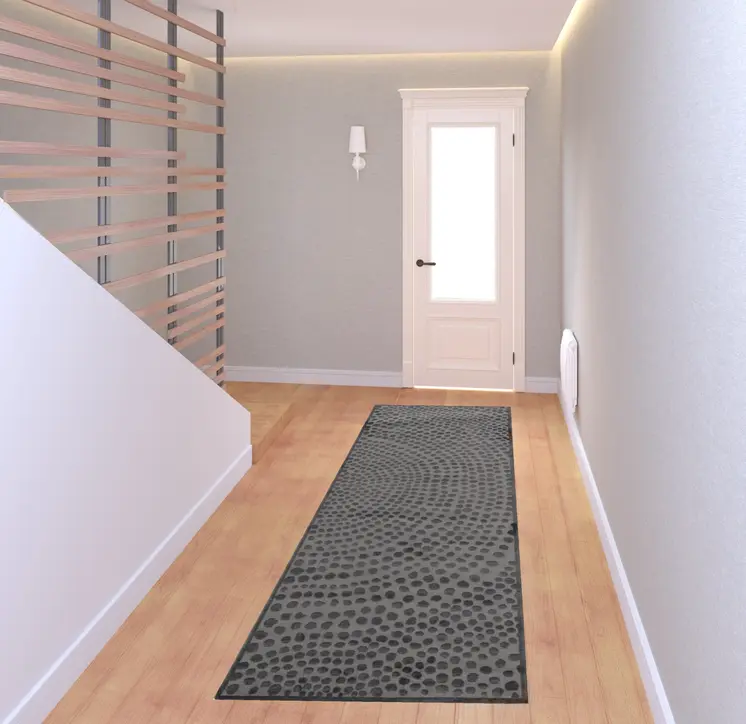 8' Gray Silver And Ivory Abstract Stain Resistant Runner Rug