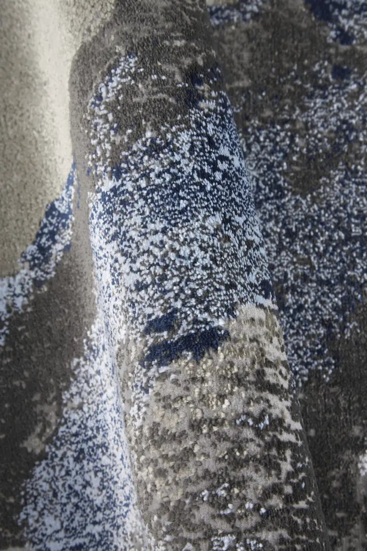 10' X 14' Blue Gray And White Abstract Area Rug