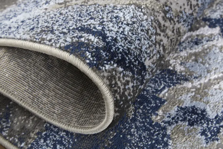 10' X 14' Blue Gray And White Abstract Area Rug