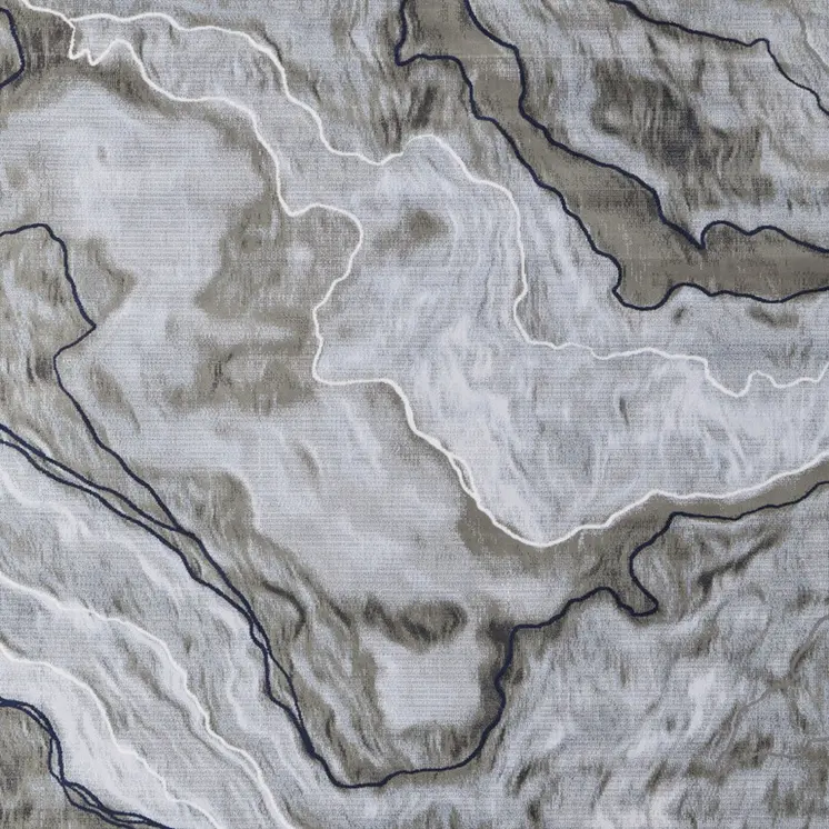 5' X 7' Ivory Blue and Gray Abstract Power Loom Area Rug