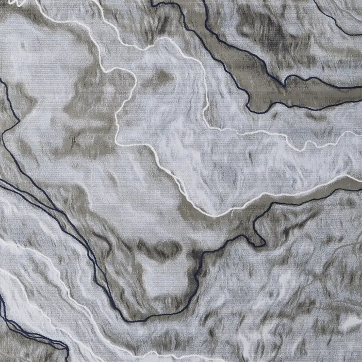 7' X 10' Ivory Blue and Gray Abstract Power Loom Area Rug