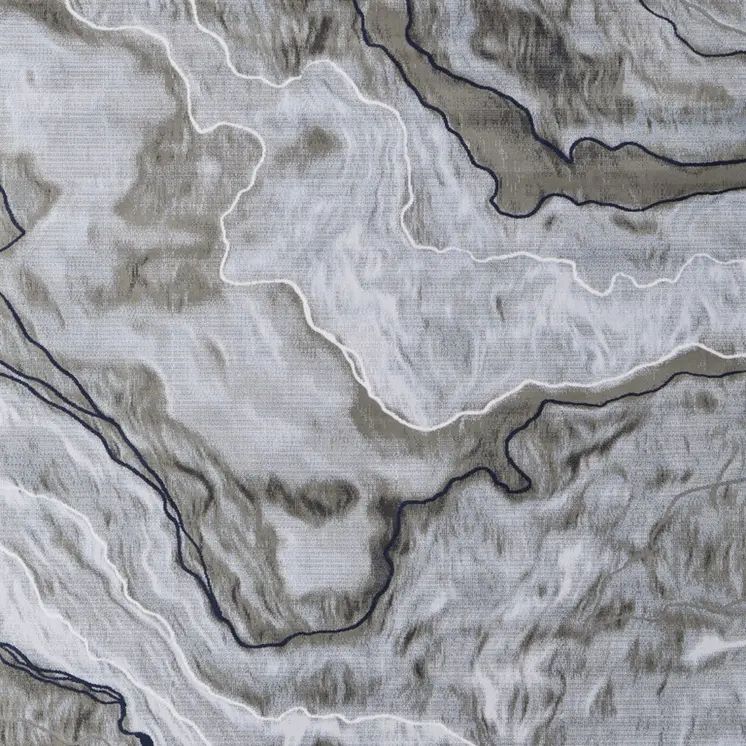 2' X 3' Ivory Blue and Gray Abstract Power Loom Area Rug