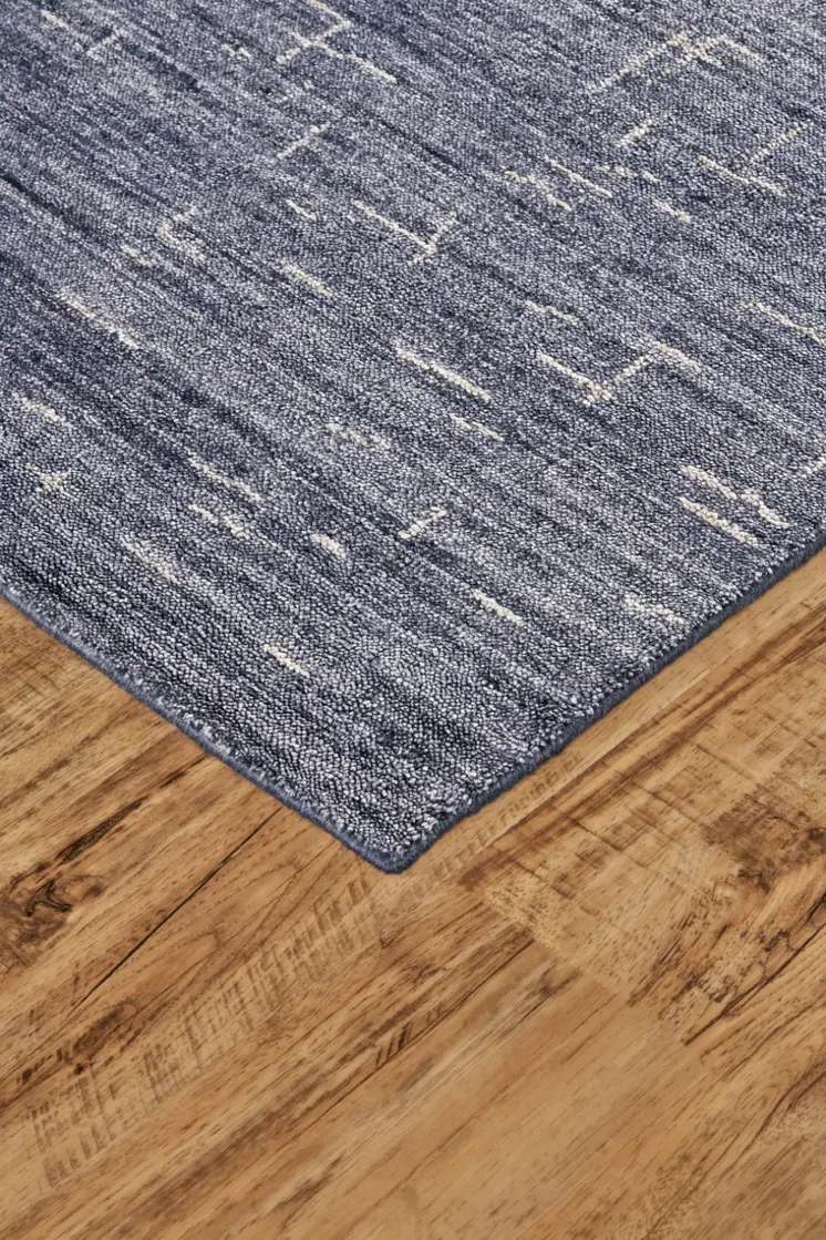 5' X 8' Blue And Ivory Abstract Hand Woven Area Rug