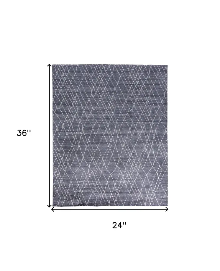 2' X 3' Blue and Ivory Abstract Hand Woven Area Rug