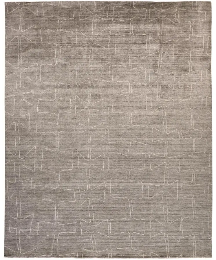 2' X 3' Gray and Ivory Abstract Hand Woven Area Rug