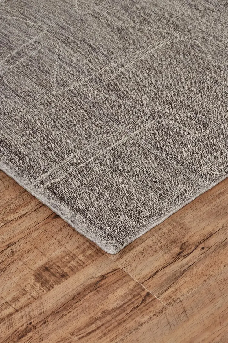 2' X 3' Gray and Ivory Abstract Hand Woven Area Rug