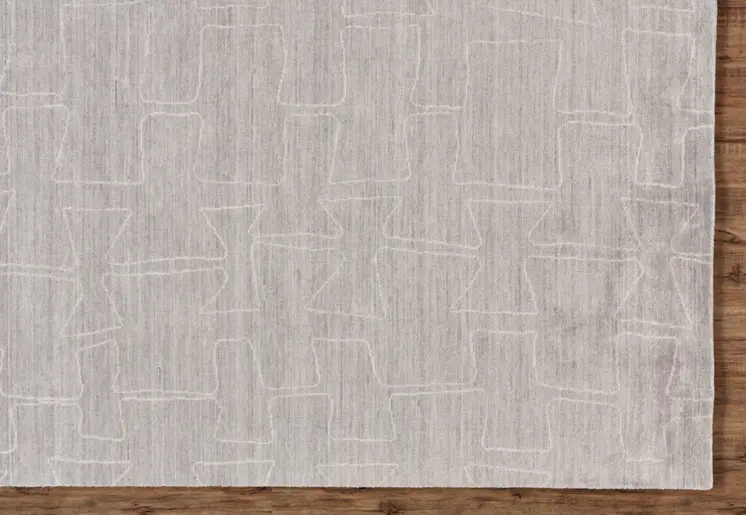 2' X 3' Gray and Ivory Abstract Hand Woven Area Rug