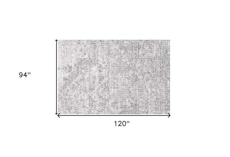 8' X 10' Gray Ivory And Taupe Abstract Distressed Area Rug With Fringe
