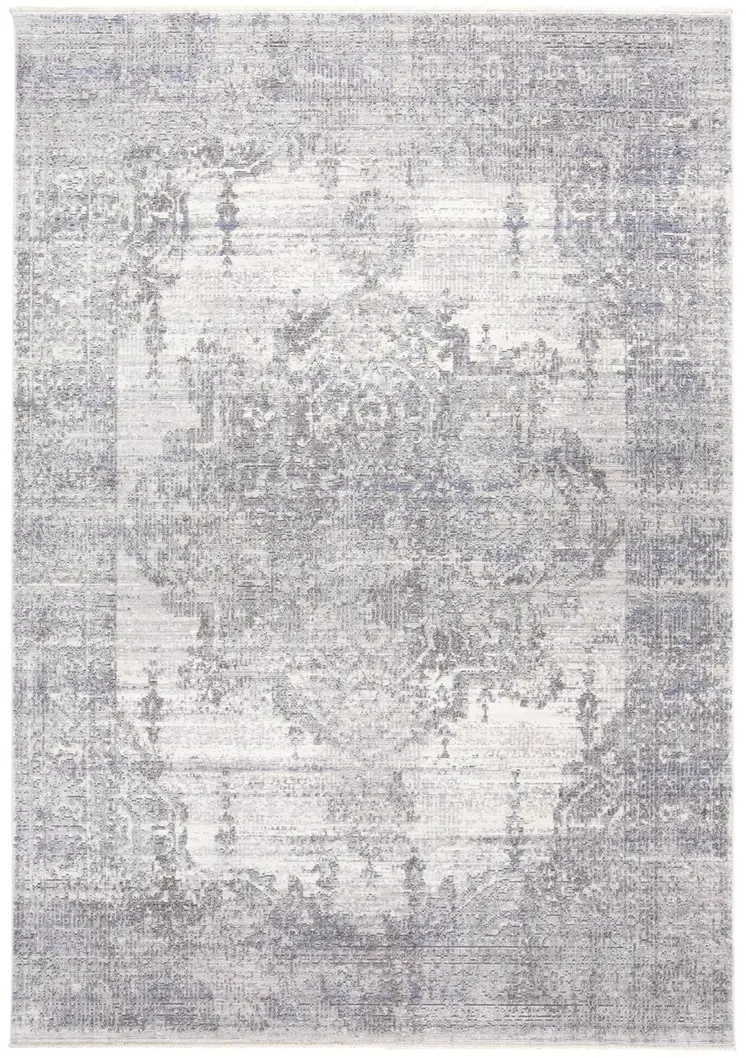 2' X 3' Gray Ivory And Taupe Abstract Distressed Area Rug With Fringe