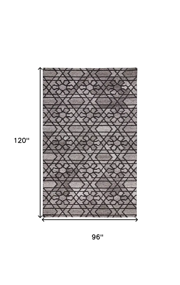 8' X 10' Black and Taupe Wool Paisley Hand Tufted Area Rug