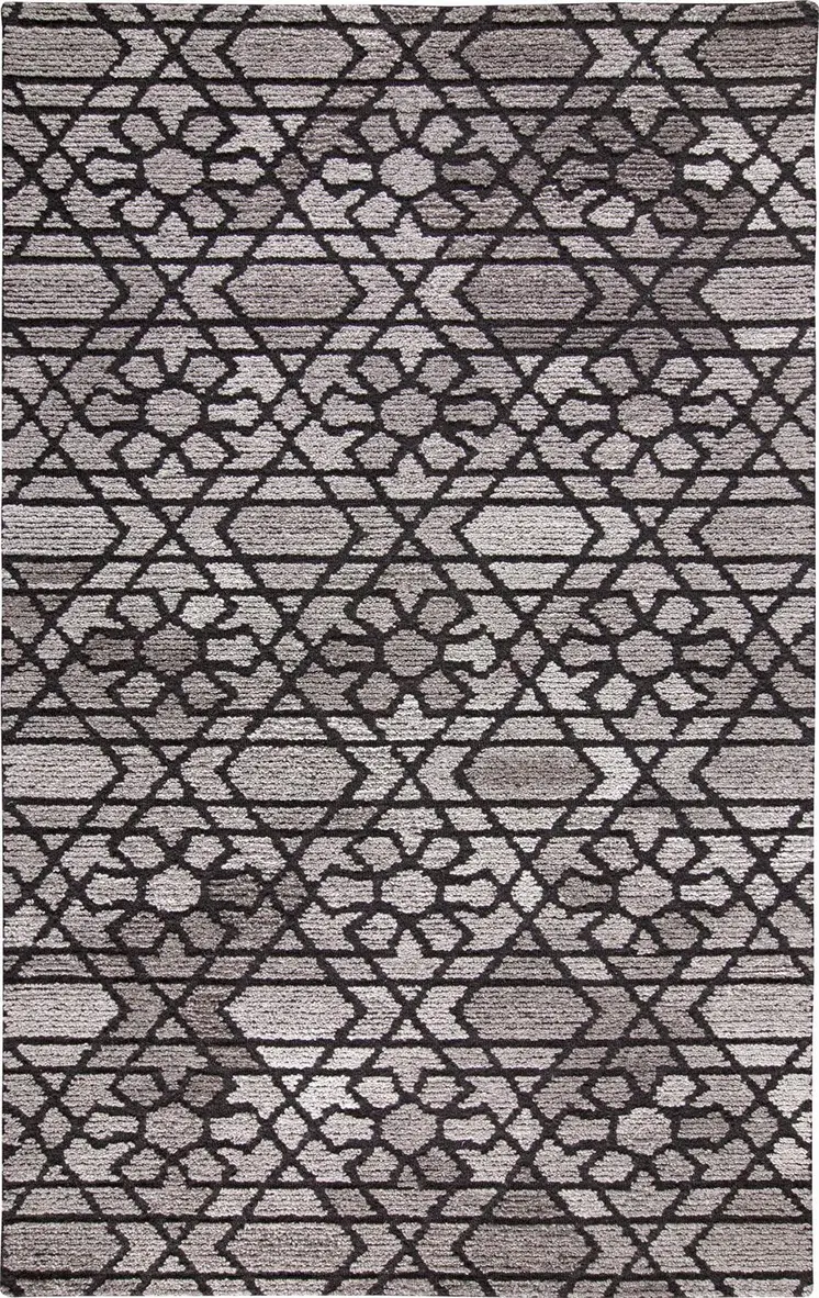 9' X 12' Black and Taupe Wool Paisley Hand Tufted Area Rug