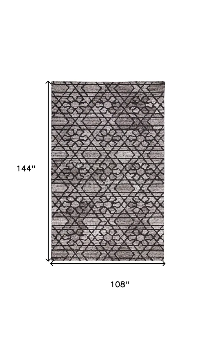 9' X 12' Black and Taupe Wool Paisley Hand Tufted Area Rug
