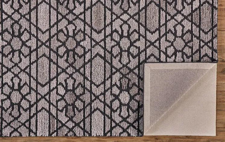 9' X 12' Black and Taupe Wool Paisley Hand Tufted Area Rug