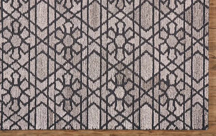 9' X 12' Black and Taupe Wool Paisley Hand Tufted Area Rug