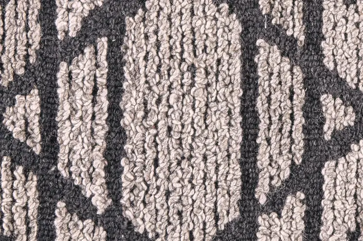 8' Black and Taupe Round Wool Paisley Hand Tufted Area Rug
