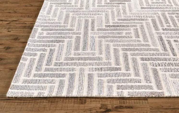 10' X 14' Tan and Gray Wool Geometric Hand Tufted Area Rug