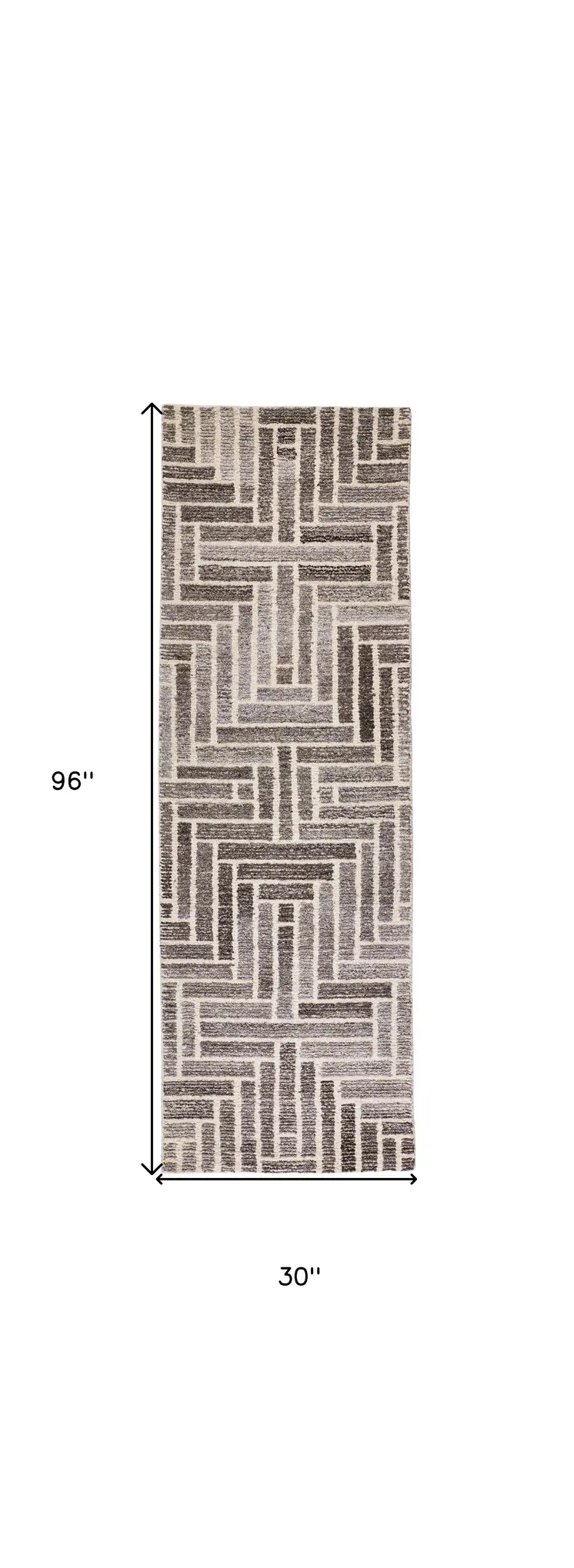 8' Tan And Gray Wool Geometric Hand Tufted Runner Rug
