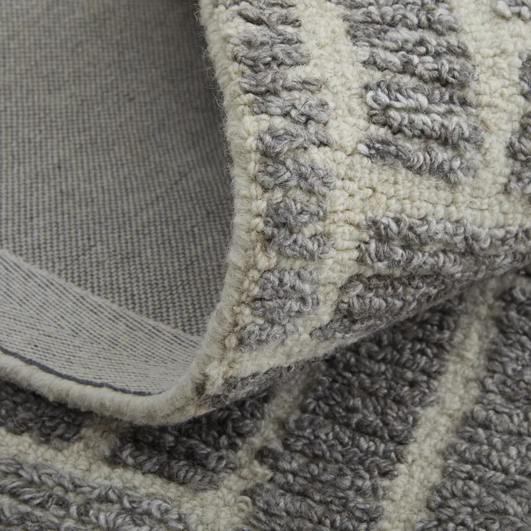 8' Tan And Gray Wool Geometric Hand Tufted Runner Rug