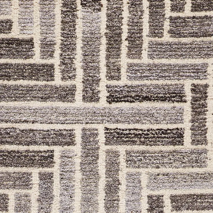 8' Tan And Gray Wool Geometric Hand Tufted Runner Rug