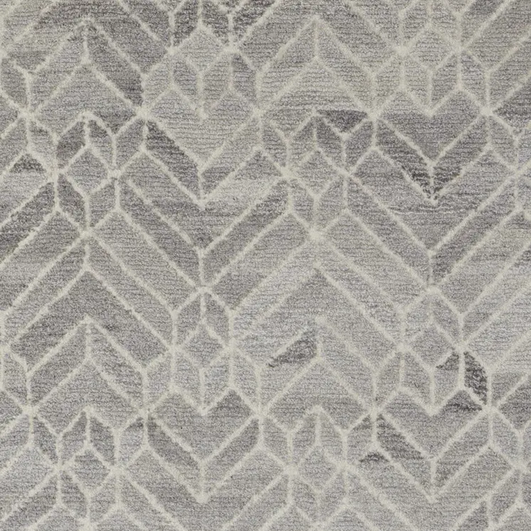 9' X 12' Gray and Ivory Wool Geometric Hand Tufted Area Rug
