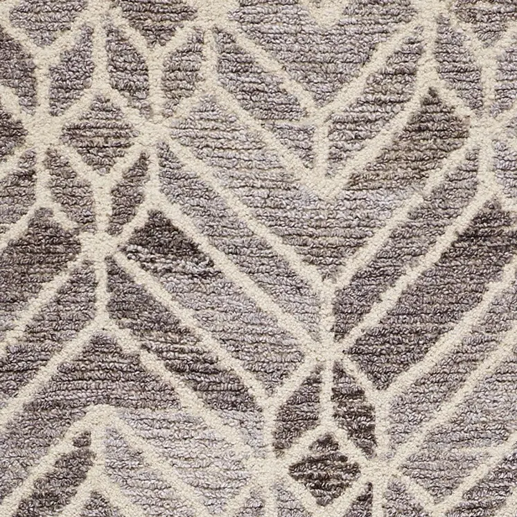 8' Gray And Ivory Wool Geometric Hand Tufted Runner Rug