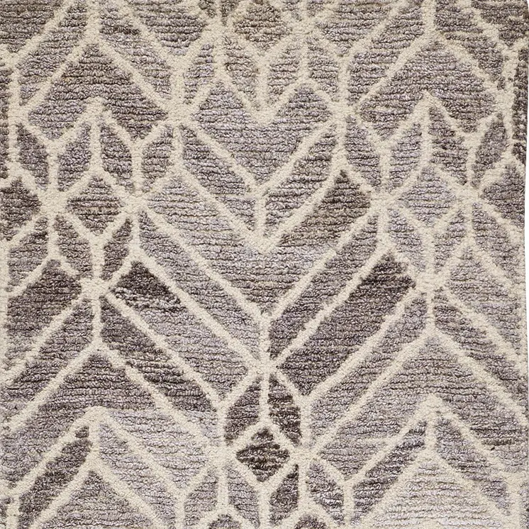 8' Gray And Ivory Wool Geometric Hand Tufted Runner Rug