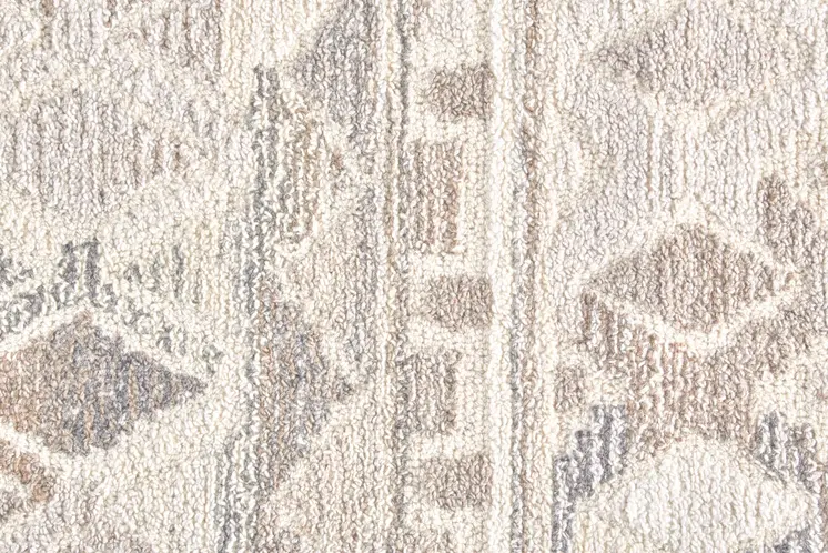 8' Gray and Ivory Round Wool Abstract Hand Tufted Area Rug