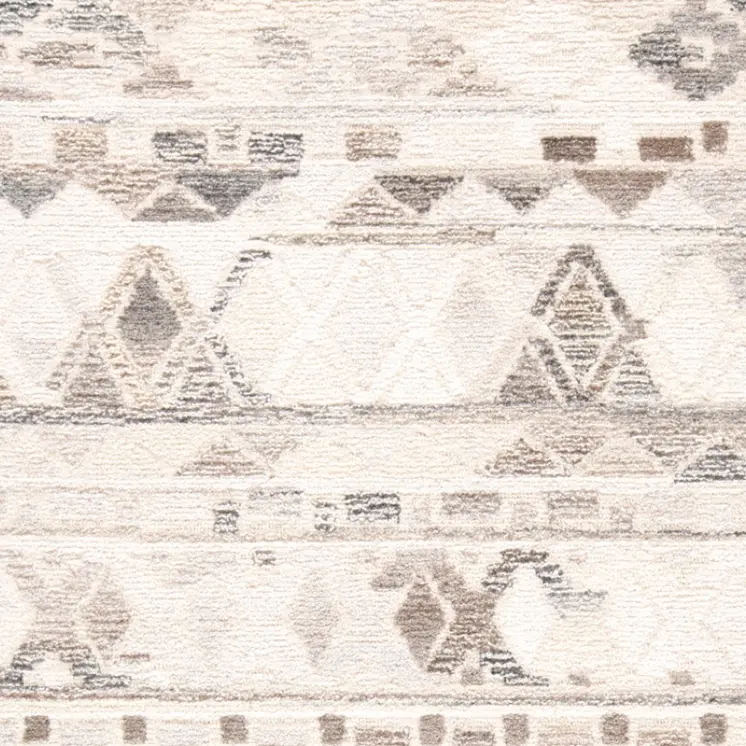 2' X 3' Beige Ivory and Gray Wool Geometric Hand Tufted Area Rug