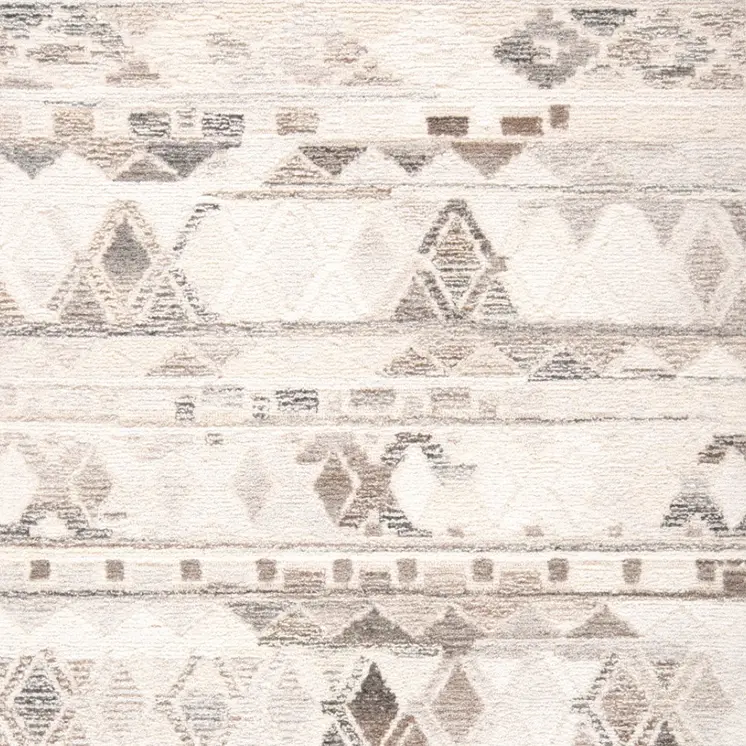 2' X 3' Beige Ivory and Gray Wool Geometric Hand Tufted Area Rug