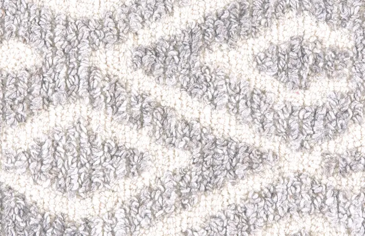 8' X 10' Gray and White Wool Abstract Geometric Hand Tufted Area Rug