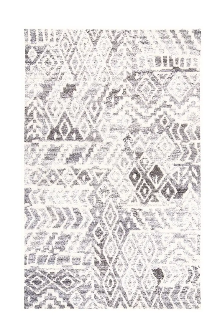 10' X 14' Gray and White Wool Abstract Geometric Hand Tufted Area Rug