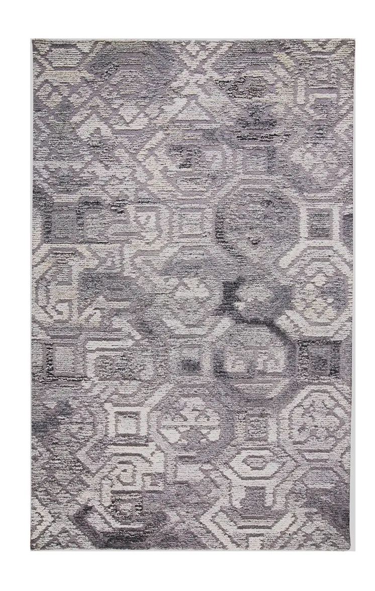 9' X 12' Gray and Ivory Wool Abstract Hand Tufted Area Rug