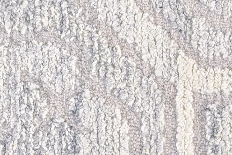 8' Gray and Ivory Round Wool Abstract Hand Tufted Area Rug