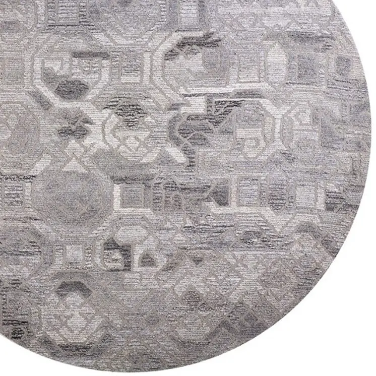 10' Gray and Ivory Round Wool Abstract Hand Tufted Area Rug