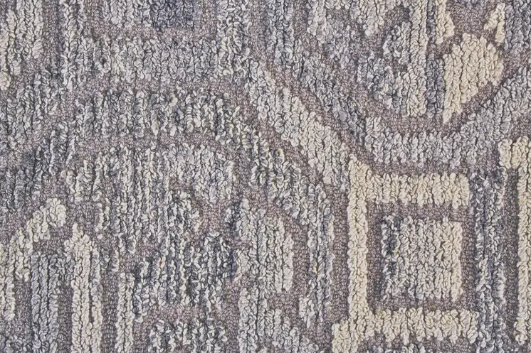 10' Gray and Ivory Round Wool Abstract Hand Tufted Area Rug