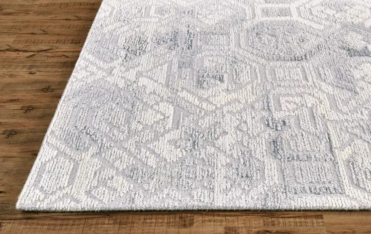 10' Gray and Ivory Round Wool Abstract Hand Tufted Area Rug