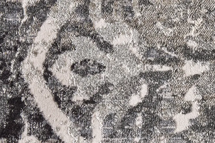 8' Gray and Ivory Abstract Runner Rug
